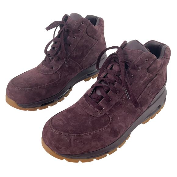 Nike Air Max Goadome ACG Burgundy Leather Boots Men's Shoes Size 13 Pre-Owned - Picture 1 of 6